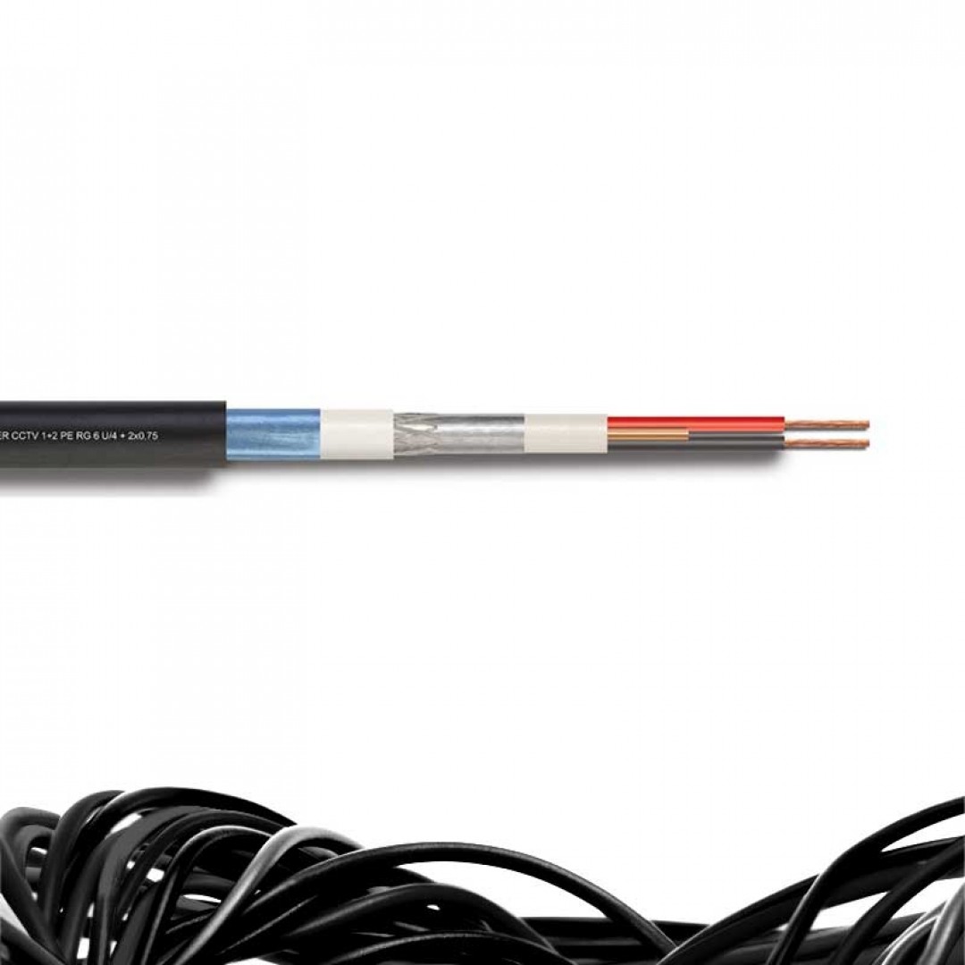 Reçber 306072 CCTV 1+4 PE RG59 Mini 2x0,50 + 2x0,22 Kamera Kablosu(100Mt)