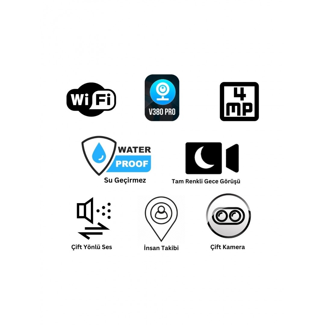 Avenir AV-S232 4MP Solar WiFi IP PTZ Dual Light Çift Kameralı Güvenlik Kamerası | V380 Pro App Destekli