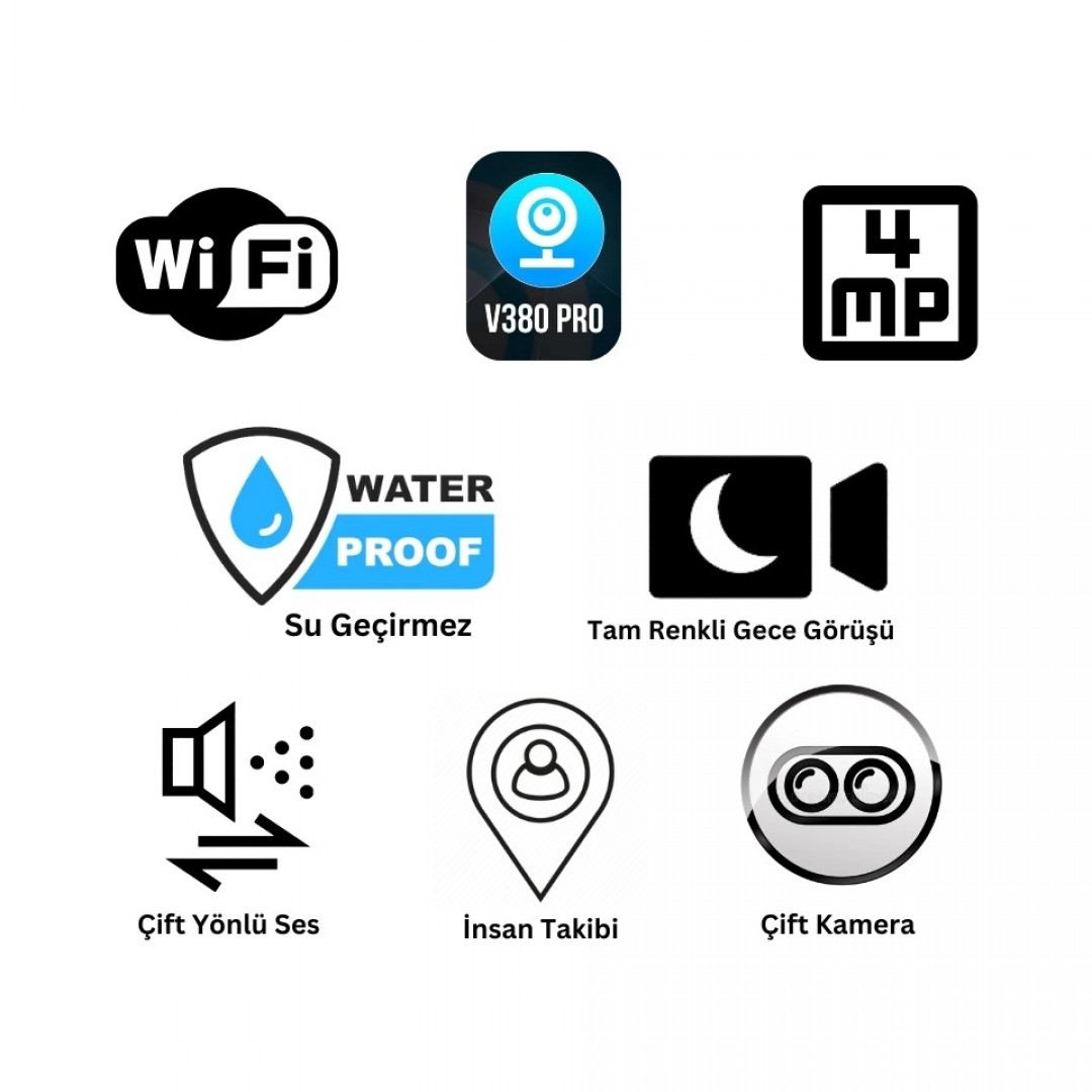 Avenir AV-S232 4MP Solar WiFi IP PTZ Dual Light Çift Kameralı Güvenlik Kamerası | V380 Pro App Destekli