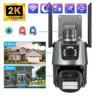 5MP 2K Çift Lensli Akıllı IP Güvenlik Kamerası | Renkli Gece Görüş, İnsan Algılama, Alarm ve Sesli Uyarı Sistemli