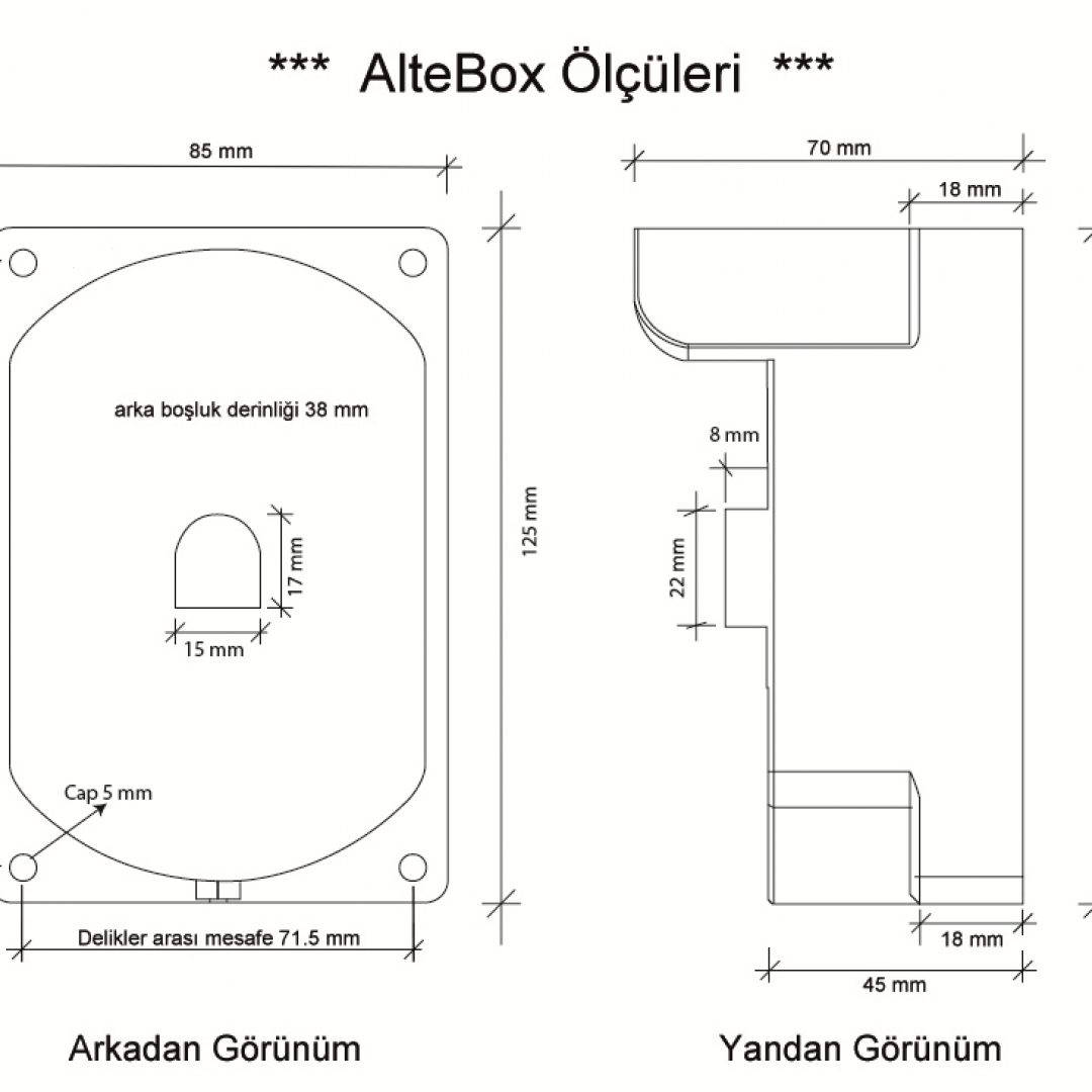 AlteBox AB-7002M Metal Kamera Bağlantı Aparatı Direk ve Yüzey Montaj Adaptörü