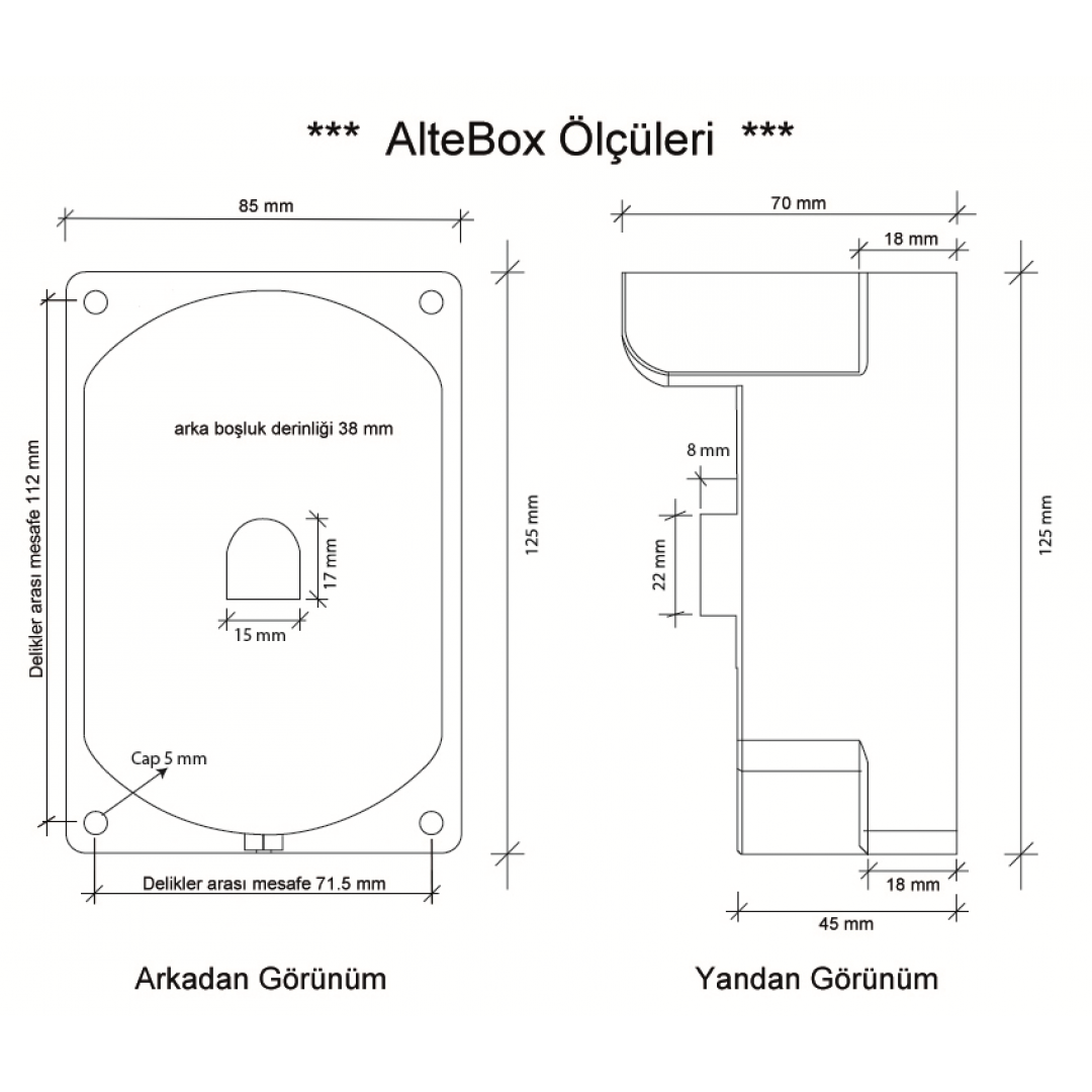 AlteBox AB-7002M Metal Kamera Bağlantı Aparatı Direk ve Yüzey Montaj Adaptörü