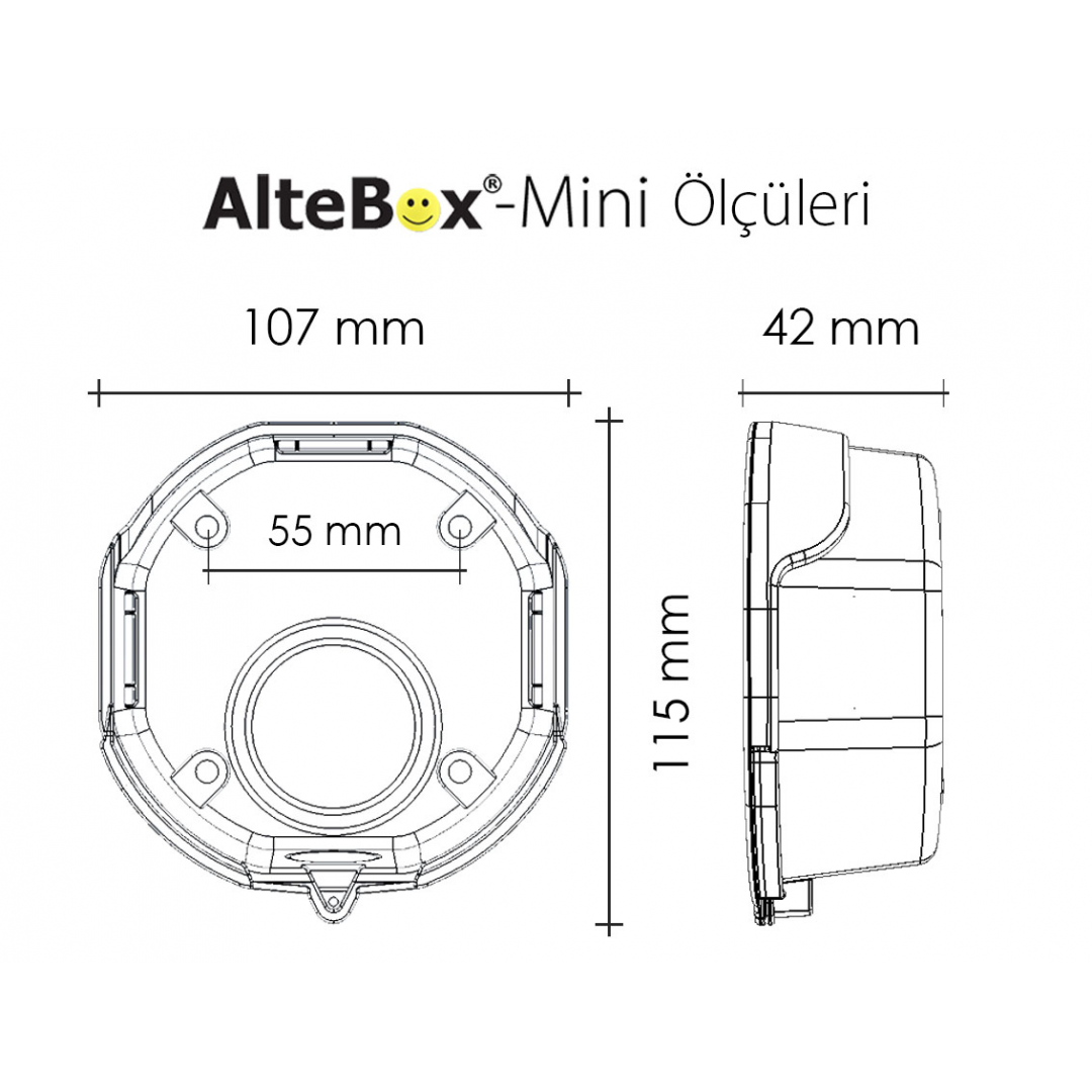AlteBox Click AB-7006 IP65/IP66 Kamera Buatı Dome Bullet Turret Kamera Montaj Kutusu