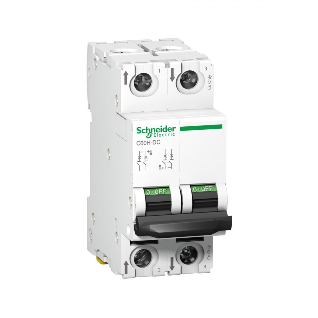 Schneider Acti9 C60H-DC 2P 4A C Eğrisi Minyatür Devre Kesici – DC 500V Schneider Acti9 C60H-DC 2P 4A C Eğrisi Minyatür Devre Kesici – DC 500V