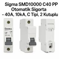 Sigma SMD10000 C40 2P Otomatik Sigorta – 40A, 10kA, C Tipi, 2 Kutuplu
