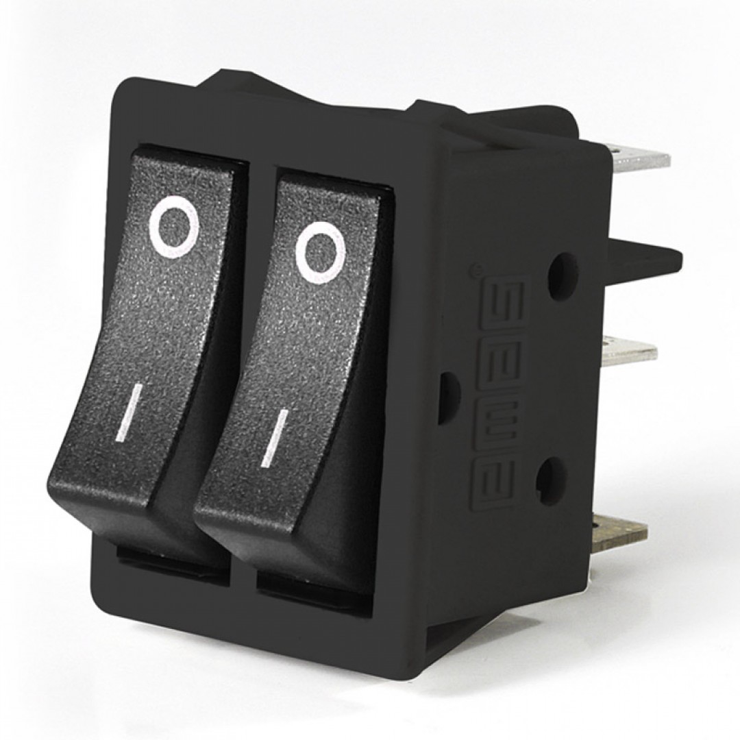 A12 Serisi Köprülü Anahtar – 1NO+1NO Siyah Gövde, 16A 250V