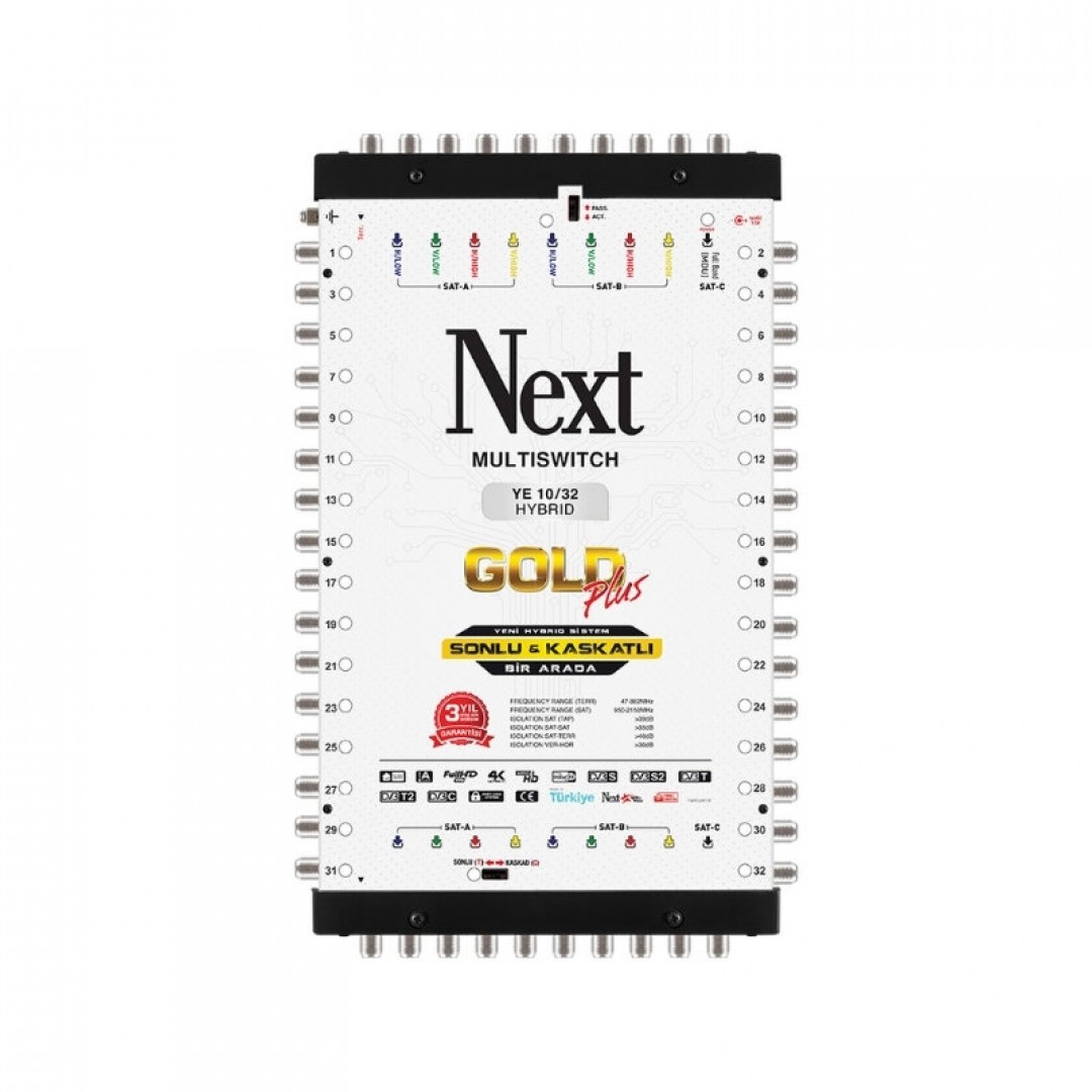 Next YE-10/32 Hybrid Sonlu ve Kaskatlı Bir Arada Gold Plus Multiswitch Uydu Santrali