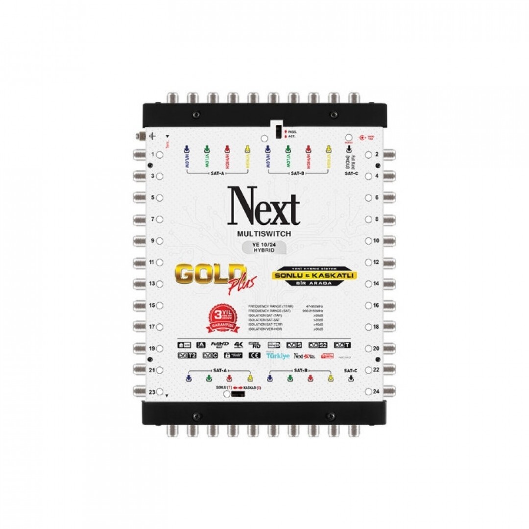 Next YE-10/24 Hybrid Sonlu ve Kaskatlı Bir Arada Gold Plus Multiswitch Uydu Santrali (130032)