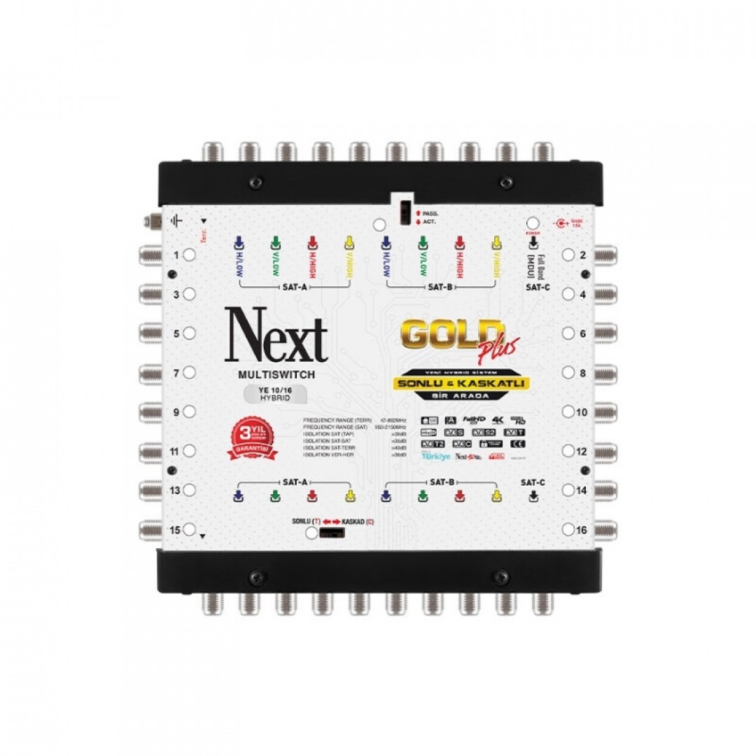 Next YE-10/16 Hybrid Gold Plus Multiswitch Uydu Santrali – 10 Giriş 16 Çıkış